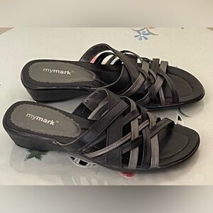 .My Mark Women's Black & Grey Slide Sandals Size 7